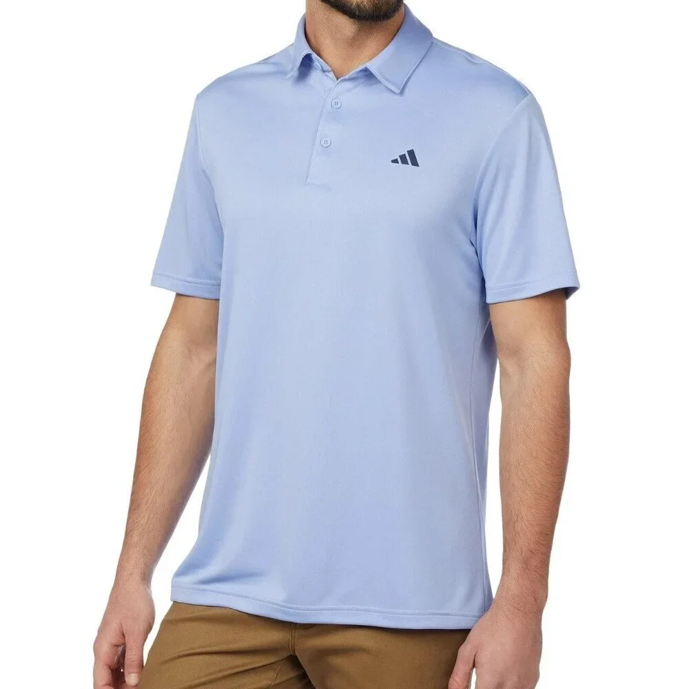 Adidas Men's M Light Blue Polo Shirt Short Sleeve Polyester